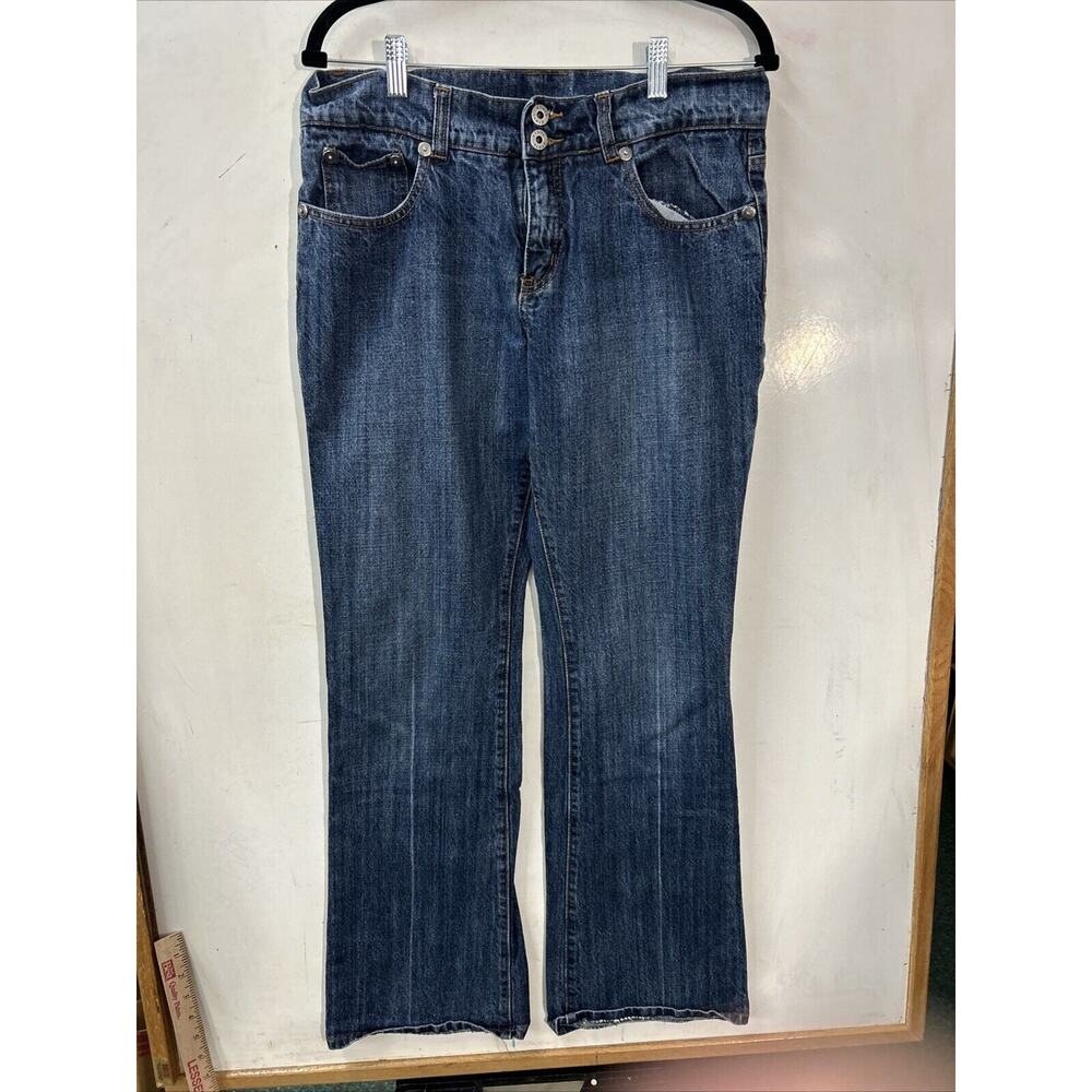 Ethyl Straight Jeans Womens 10‎ Blue Mid Rise Embroidered Pockets Denim 34x31